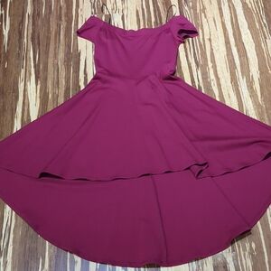 Windsor Red Off-Shoulder High Low Dress